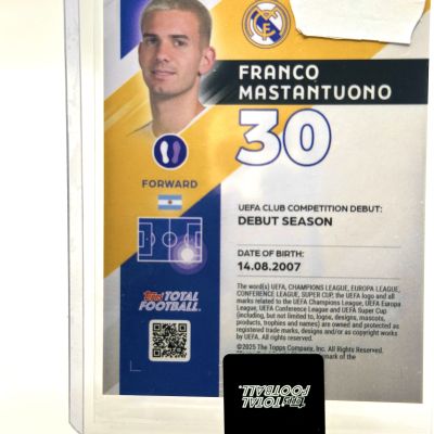 Franco Mastantuono 2025 Topps Total Fotball 27/99 #30 Real Madrid
