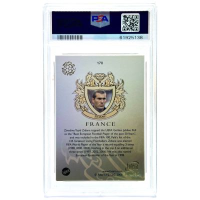 Zinedine Zidane 2008 Futera Unique World Football #178 PSA 8