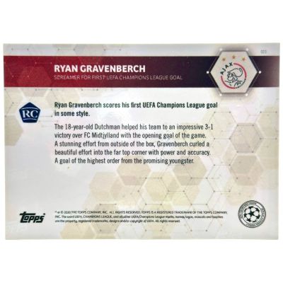 Ryan Gravenberch 2020 Topps Now Rookie #23 Ajax