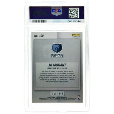 Ja Morant 2019-20 Panini Instant Basketball - All Rookie first team #198 Memphis Grizzlies PSA 9