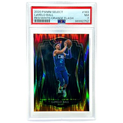 LaMelo Ball 2020-21 Panini Select Basketball RED/ORANGE/WHITE FLASH #183 Hornets PSA 7
