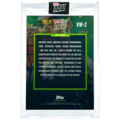 Victor Wembanyama 2023-24 Topps Now - Youngest Ever 5x5 Rookie RC #VW-2 San Antonio Spurs