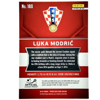 Luka Modric 2016 Panini Prizm Uefa EURO Soccer - FLASH Prizm #180