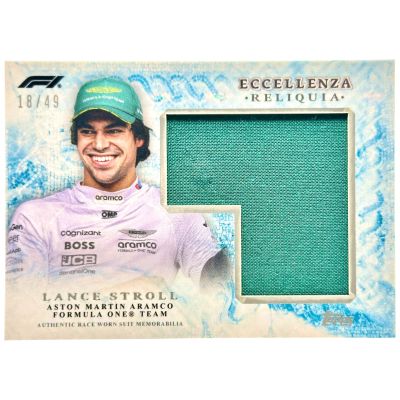 Lance Stroll 2024 Topps Formula 1 Eccellenza - Reliquia Race Worn PATCH BLUE 18/49 Aston Martin