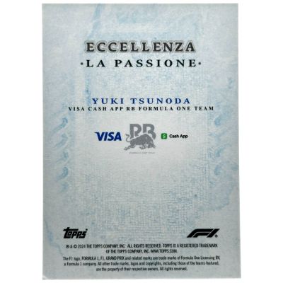 Yuki Tsunoda 2024 Topps Formula 1 Eccellenza - La Passione BLUE 36/49 Visa Cash RB