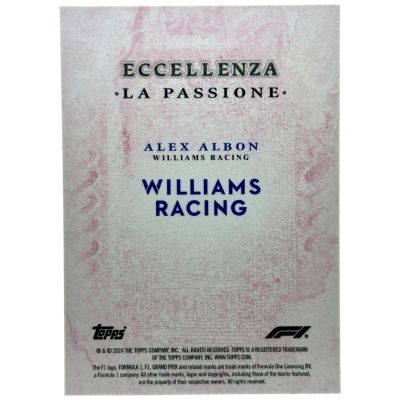 Alex Albon 2024 Topps Formula 1 Eccellenza - La Passione PINK 11/75 Williams