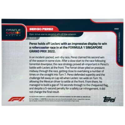 Sergio Perez 2022 Topps Now Formula 1 - Epic Drive earns second win #060