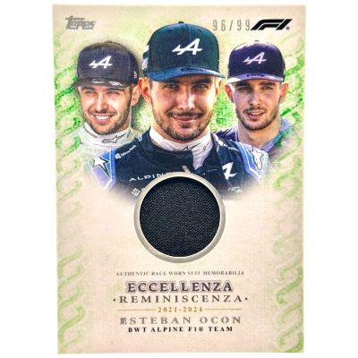 Esteban Ocon 2024 Topps Eccellenza Formula 1 - REMINISCENZA Race Worn PATCH Green 96/99 Alpine