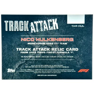 Nico Hulkenberg 2024 Topps Finest Formula 1 - Track Attack Relic 60/99 #TAR-HUL Haas