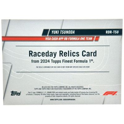 Yuki Tsunoda 2024 Topps Finest Formula 1 - Raceday Relics 92/99 #RDR-TUS Visa Cash RB