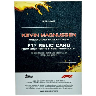 Kevin Magnussen 2024 Topps Finest Formula 1 - Relic Refractor 66/99 #FF-MAG Haas