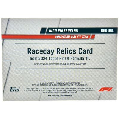 Nico Hulkenberg 2024 Topps Finest Formula 1 - Raceday Relics Refractor 68/99 #RDR-HUL Haas
