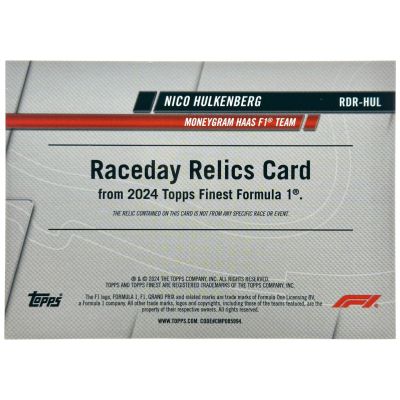 Nico Hulkenberg 2024 Topps Finest Formula 1 - Raceday Relics Blue Refractor 57/75 #RDR-HUL Haas