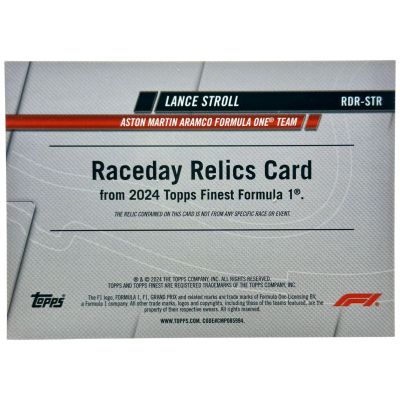 Lance Stroll 2024 Topps Finest Formula 1 - Raceday Relics 82/99 #RDR-STR Aston Martin