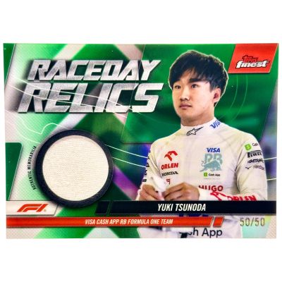 Yuki Tsunoda 2024 Topps Finest Formula 1 - Raceday Relics Green 50/50 #RDR-TSU Visa Cash RB