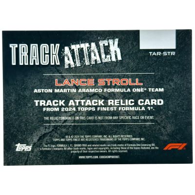 Lance Stroll 2024 Topps Finest Formula 1 - Track Attack Relics 08/99 #TAR-STR Aston Martin