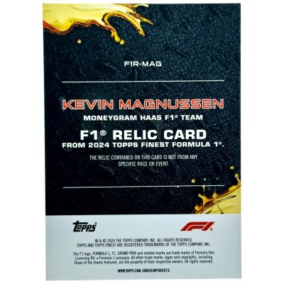 Kevin Magnussen 2024 Topps Finest Formula 1 - F1 Relics Blue 24/75 #F1R-MAG Haas