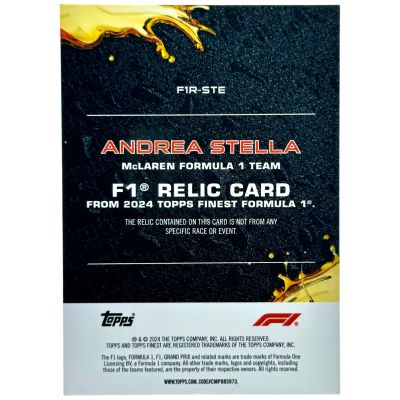 Andrea Stella 2024 Topps Formula 1 - F1 Relic Gold 07/25 #F1R-STE Mclaren