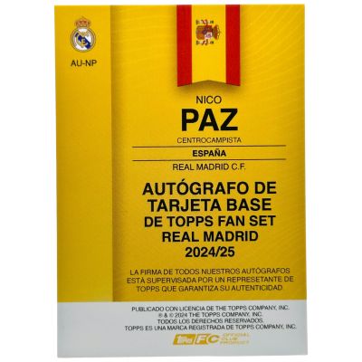 Nico Paz 2023-24 Topps Real Madrid Team Set - AUTO #AU-NP