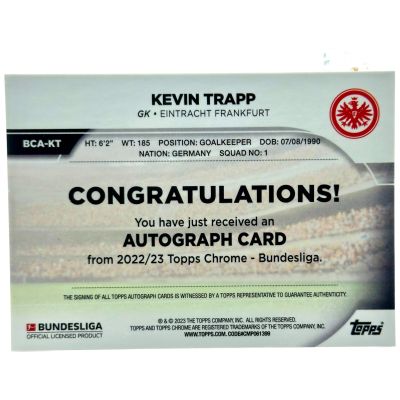 Kevin Trapp 2022-23 Topps Chrome Bundesliga AUTO Eintracht Frankfurt