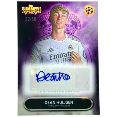 Dean Huijsen 2025-26 Topps Summer Signings - Purple AUTO 32/50 Real Madrid