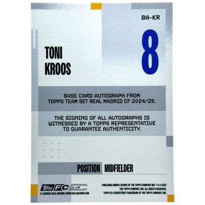 Toni Kroos 2024-25 Topps Team Set Real Madrid AUTO 34/99 #BA-KR Real Madrid