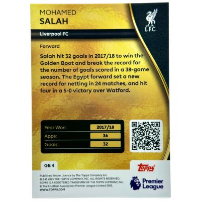Mohamed Salah 2025-26 Topps Premier League Golden Boot Limited Edition #GB 4