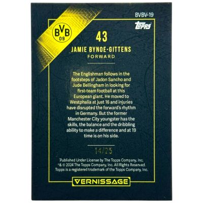 Jamie Bynoe-Gittens 2023-24 Topps BVB Dortmund Vernissage - 14/25 Orange #BVBV-19