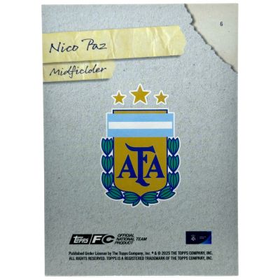 Nico Paz 2025 Topps Focus Argentina - BLUE 10/99