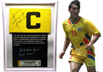 Ilie Dumitrescu - Banderola de capitan cu autograf (semnata personal) + certificat de autenticitate + rama