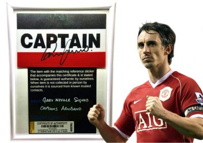 Garry Neville Banderola de capitan cu autograf (semnata personal) + certificat de autenticitate + rama