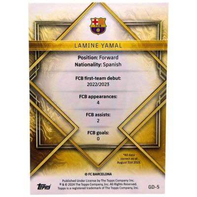 Lamine Yamal 2023-24 Topps FC Barcelona Team Set - Gold Drip Rookie #GD-5 FC Barcelona