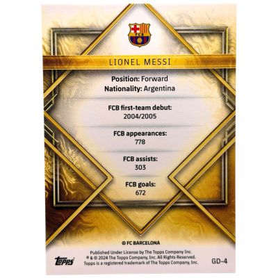Lionel Messi 2023-24 Topps FC Barcelona Team Set - Gold Drip 095/250 #GD-4 FC Barcelona