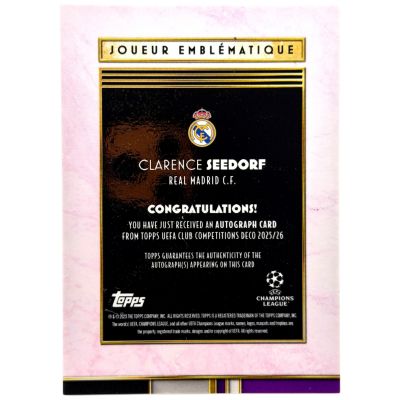 Clarence Seedorf 2025-26 Topps Deco AUTO 16/50 Real Madrid