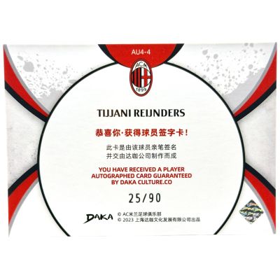 Tijjani Reijnders 2023 Daka On Card AUTO 25/90 #AU44 AC Milan