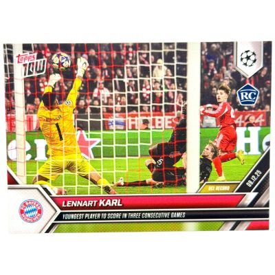 Lennart Karl 2025 Topps Now RC Rookie UCL Record Youngest Player to Score 3 Goals #66 Bayern Munchen