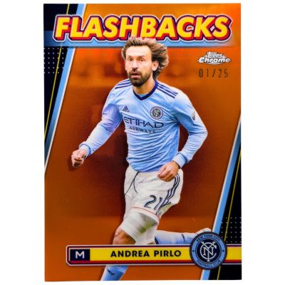 Andrea Pirlo 2024-25 Topps Chrome Major League Flashbacks Orange 1/25 #126 MLS