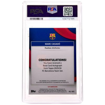 Marc Casado 2023-24 Topps Barcelona Team Set AUTO 10 19/25 #AUMG FC Barcelona PSA 9