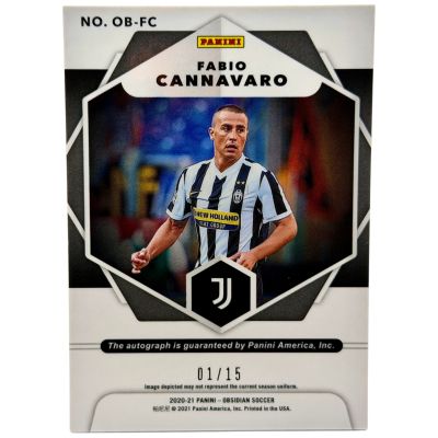 Fabio Cannavaro 2020-21 Panini Obsidian Soccer AUTO 1/15 #OB-FC Juventus