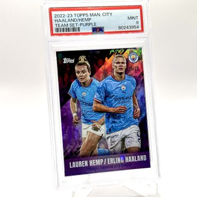 Lauren Hemp / Erling Haaland 2022-23 Topps Manchester City Team Set PURPLE 25/25 PSA 9 Manchester City