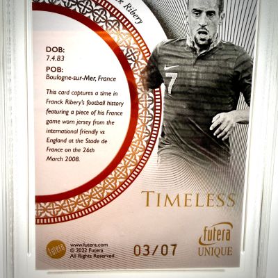 Frank Ribery 2022 Futera Unique Timeless Memorabilia Red #TL14 03/07 CNG 9.5