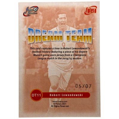 Robert Lewandowski 2014-15 Futera Dream Team Player Worn Relic #DT11 5/7 Bayern Munchen