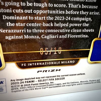 Alessandro Bastoni 2023-24 Panini Select Serie A Soccer - Gold Wave 05/10 #36 Inter Milan