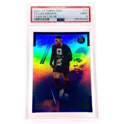 Kylian Mbappe 2022-23 Topps PSG Team Set - Blue 006/150 #17 PSA 9