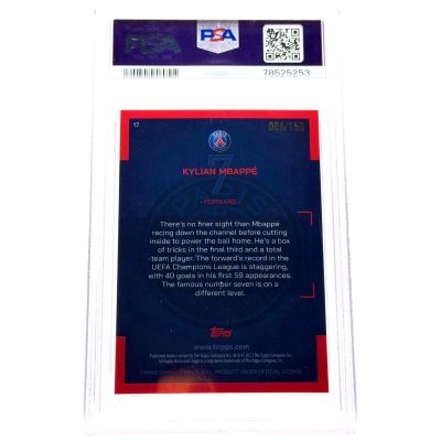 Kylian Mbappe 2022-23 Topps PSG Team Set - Blue 006/150 #17 PSA 9