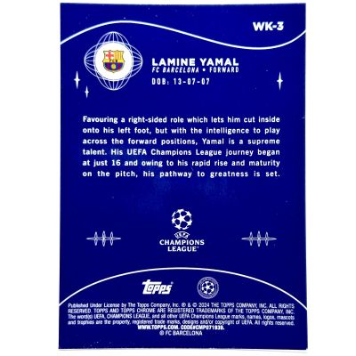 Lamine Yamal 2023-24 Topps Chrome UCC - Rookie RC WONDERKIDS  #WK3 FC Barcelona 