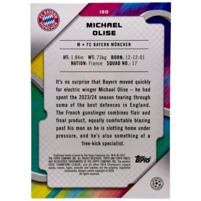 Michael Olise 2025 Topps Finest #130 7/99 Bayern Munchen