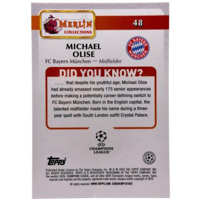 Michael Olise 2025 Topps Merlin #48 41/50 Bayern Munchen
