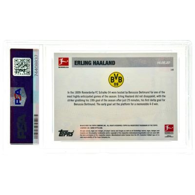 Erling Haaland 2019 Topps Now Bundesliga - Goals and assist in his forst derby #144 BVB PSA 10