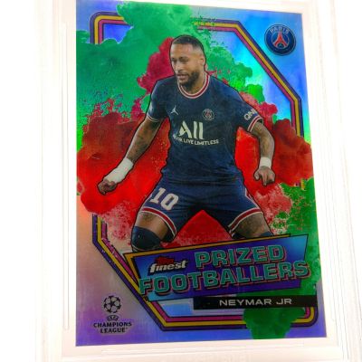 Neymar Jr 2021-22 Topps Finest UCL Prized Footballers Fusion Green Red #PFF-8 11/30 PSG BGS 9.5